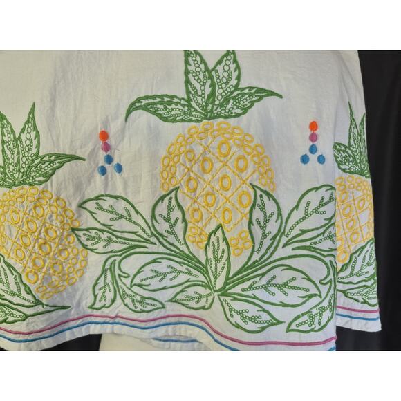 Roller Rabbit White Colorful Embroidered Cover Mini Dress Small Pineapple - Picture 8 of 9